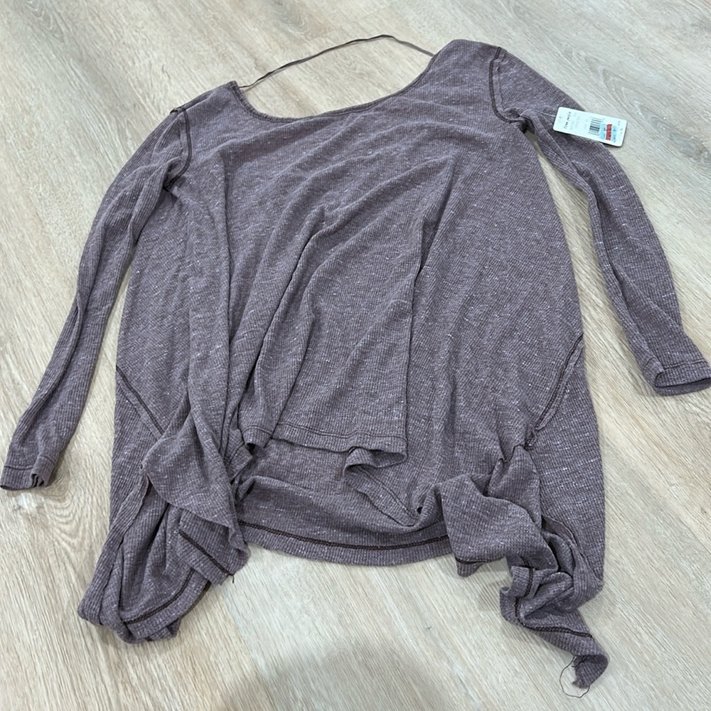 NEW XS XSmall Free People top gauze long sleeve wrap front draped boho​